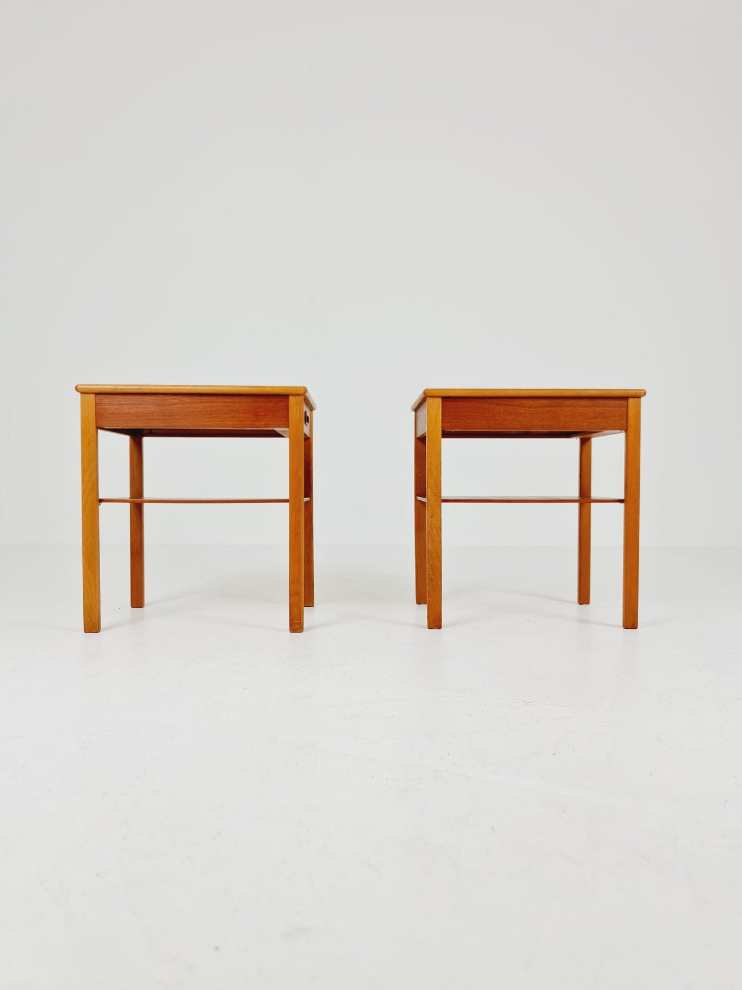 Mid century Danish teak & Oak bedside tables/ nightstands , 1960s, set of 2