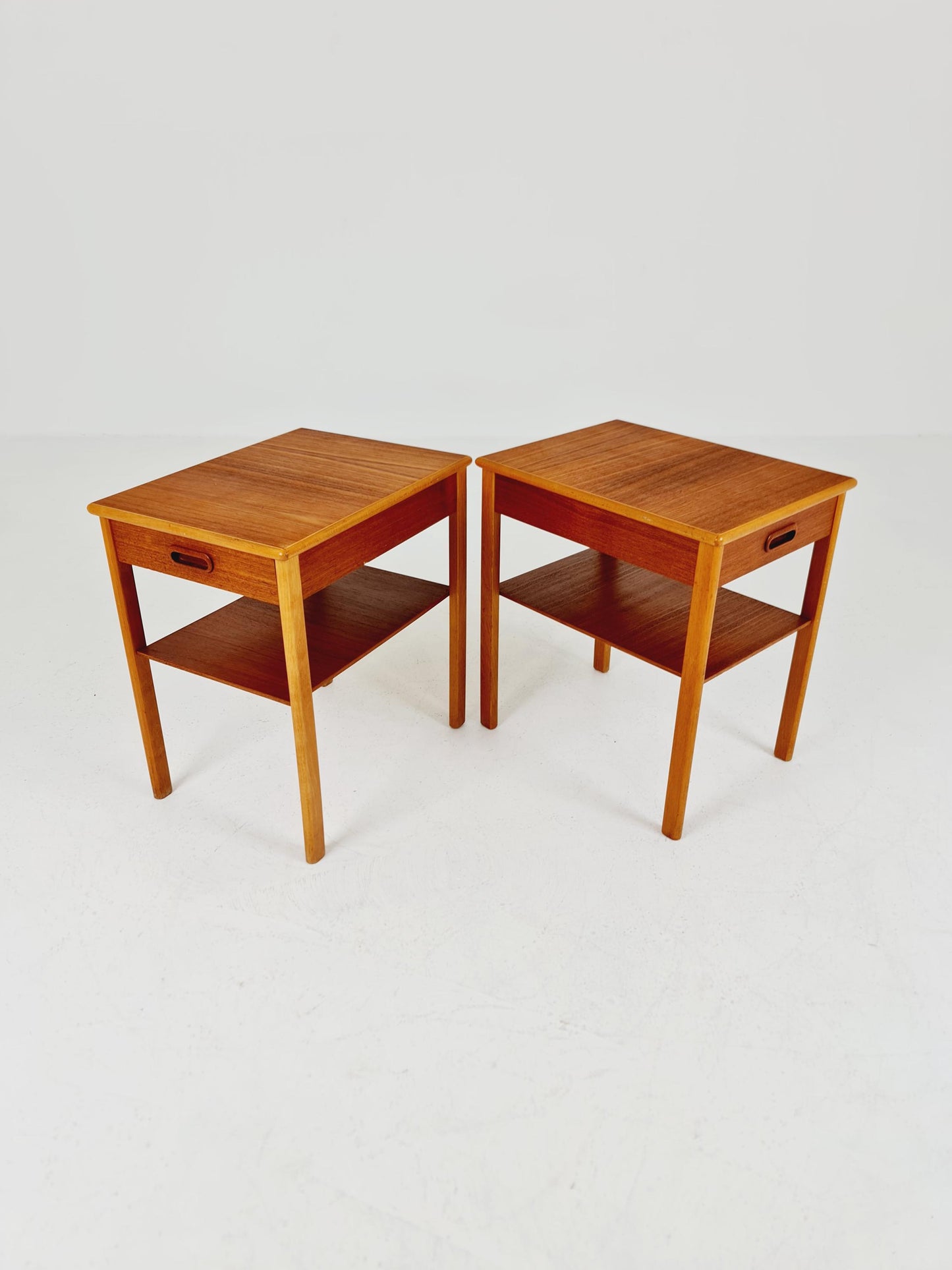 Mid century Danish teak & Oak bedside tables/ nightstands , 1960s, set of 2