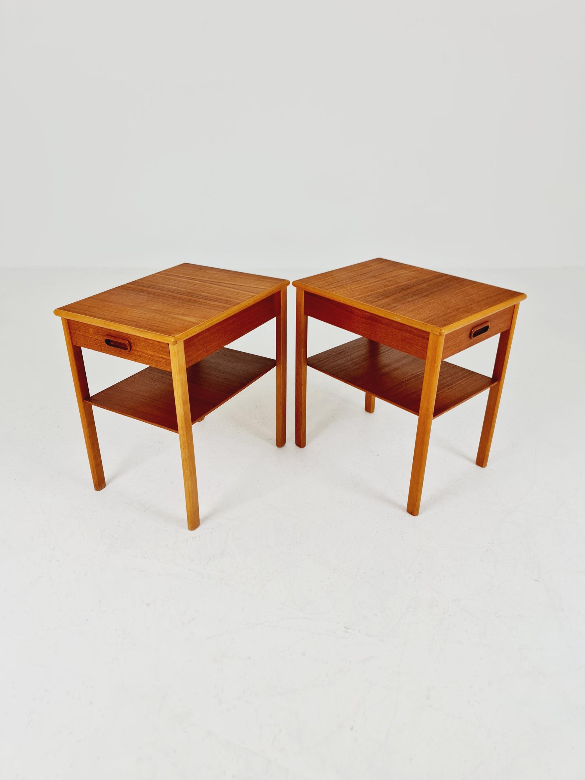 Mid century Danish teak & Oak bedside tables/ nightstands , 1960s, set of 2