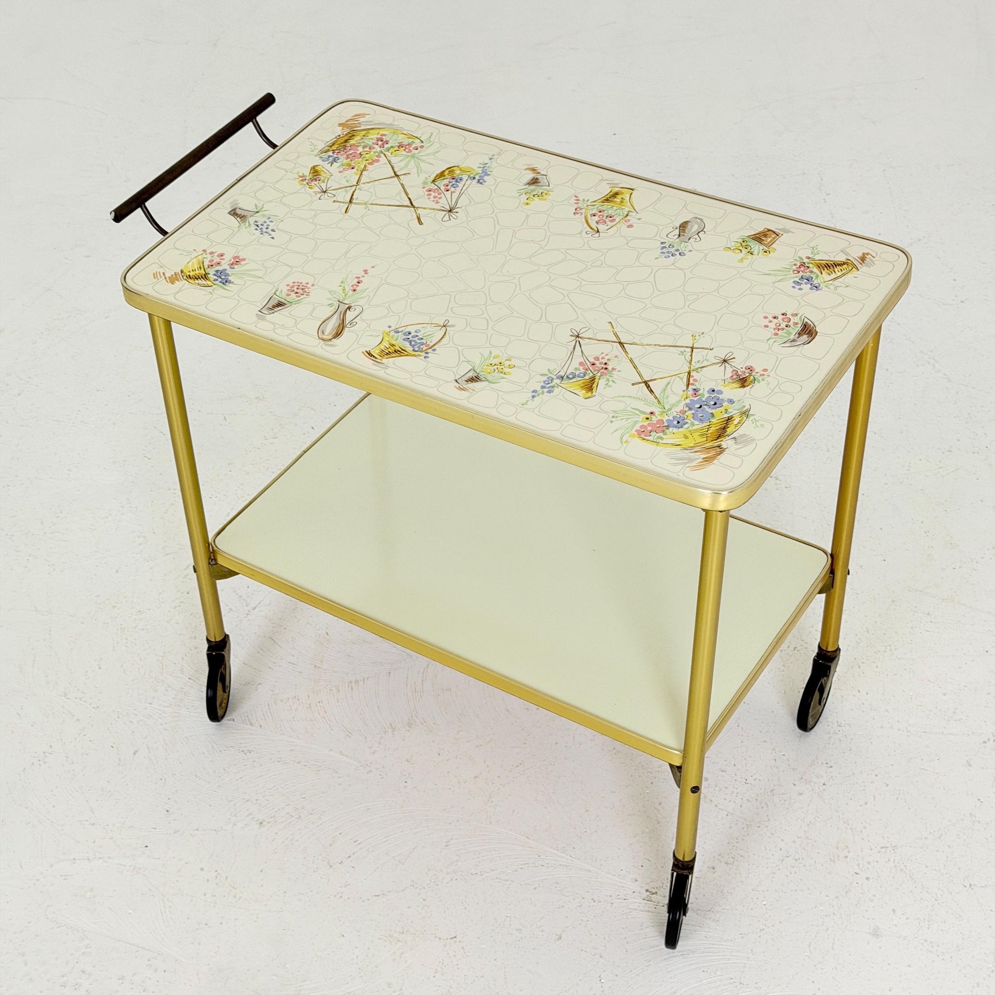 Mid Century Barss Opal Möbel Ceramic Bar Trolley 1960s