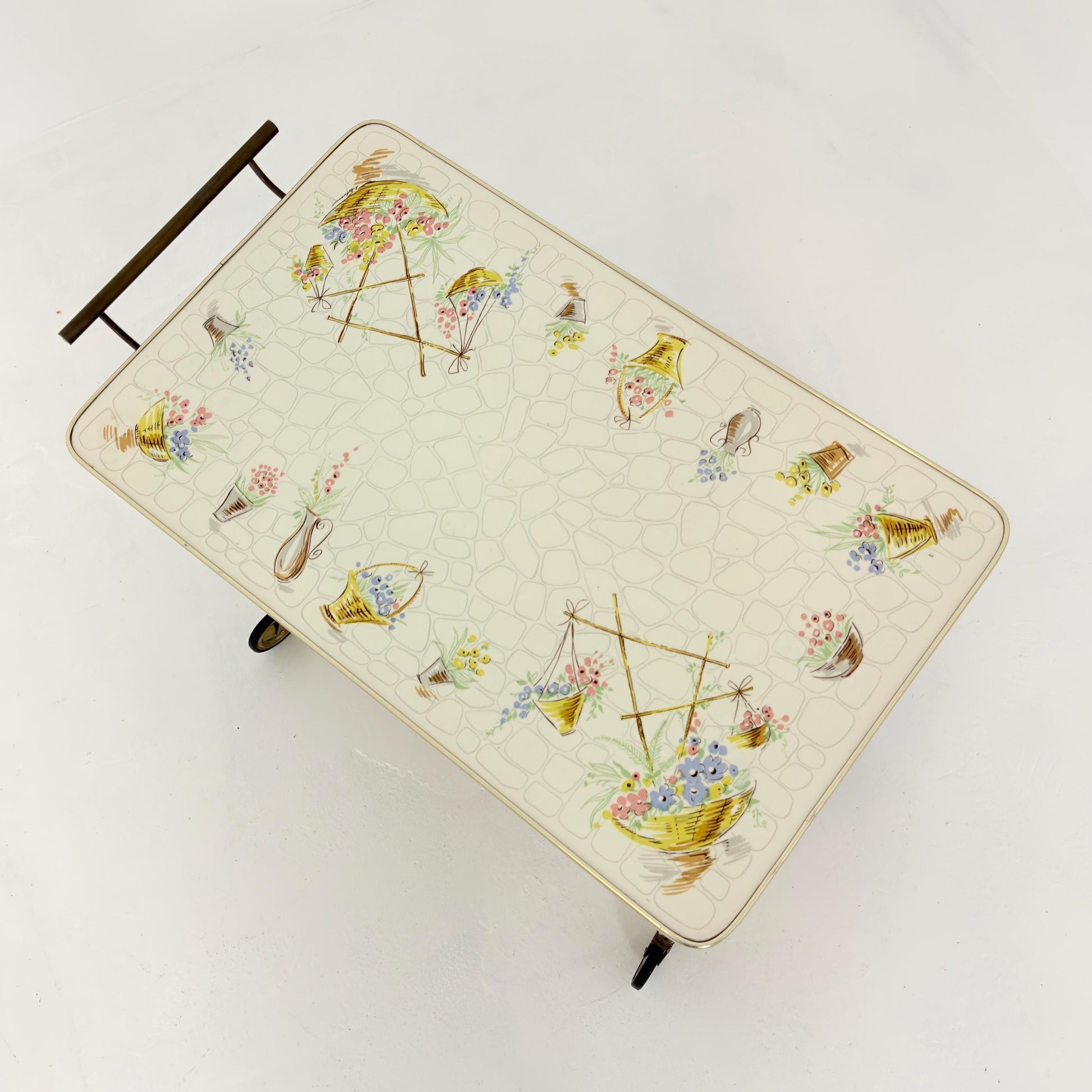Mid Century Barss Opal Möbel Ceramic Bar Trolley 1960s