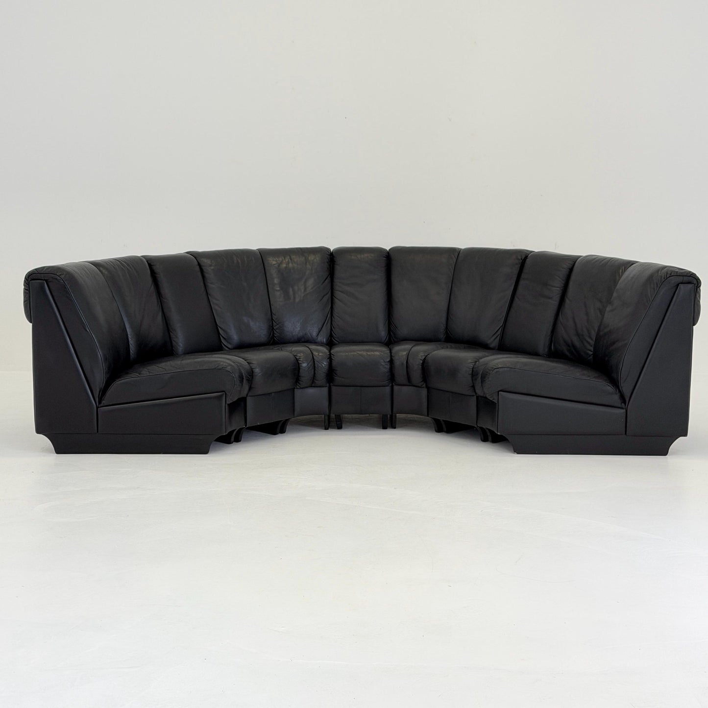 Mid-Century Modular Black Leather Sofa by Trio Line A/S Denmark, 1990s