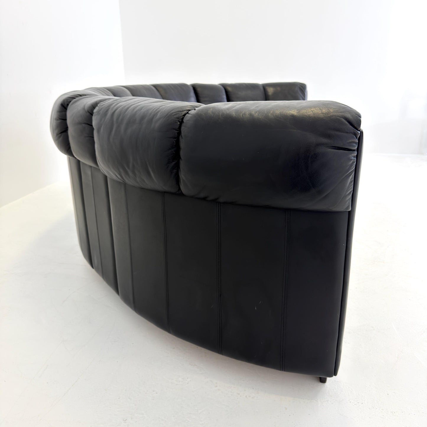 Mid-Century Modular Black Leather Sofa by Trio Line A/S Denmark, 1990s