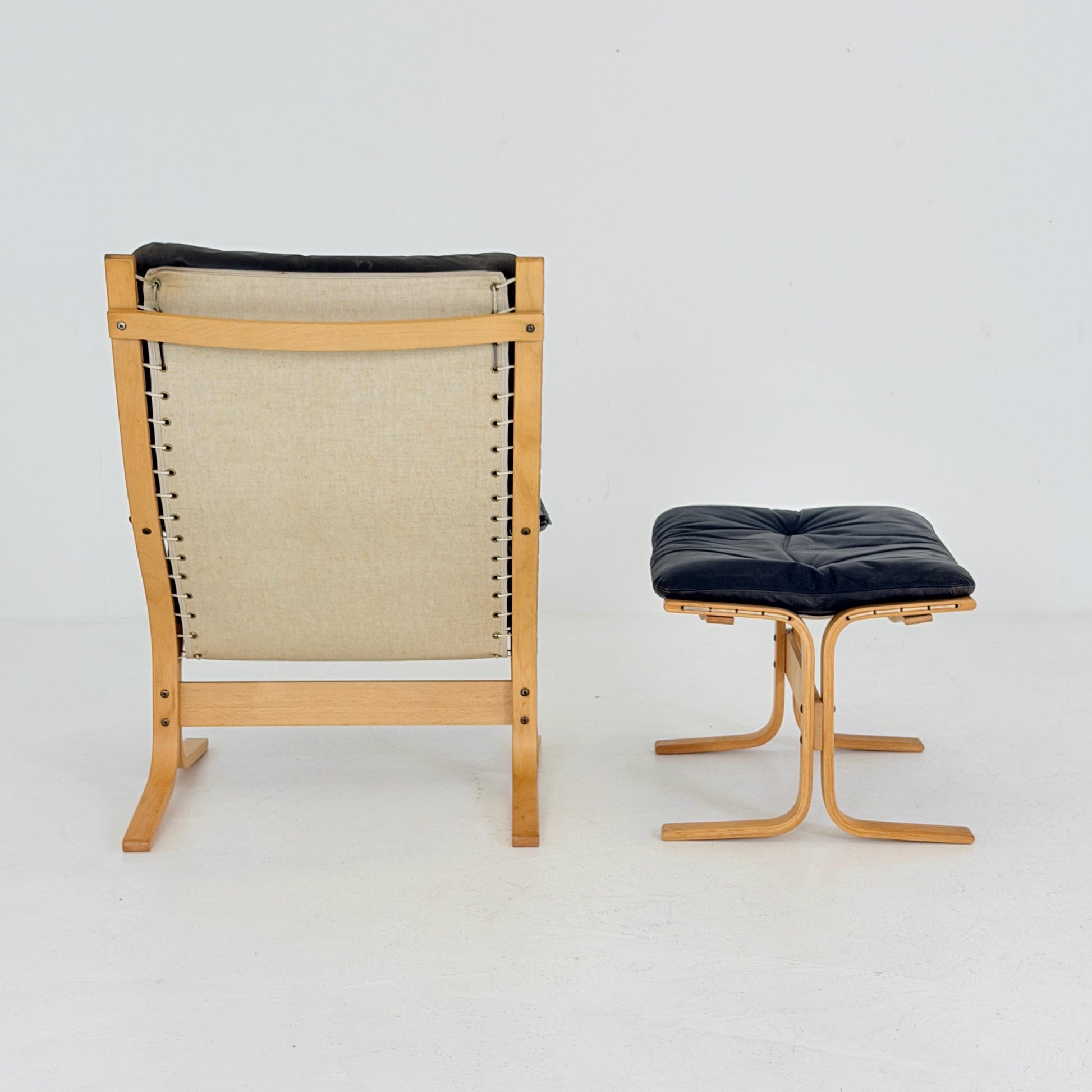 Mid Century Siesta High Back Lounge Chair & Ottoman Set by Ingmar Relling for Westnofa Norway 1960s