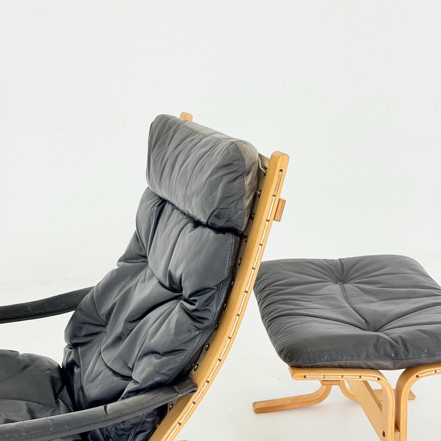 Mid Century Siesta High Back Lounge Chair & Ottoman Set by Ingmar Relling for Westnofa Norway 1960s