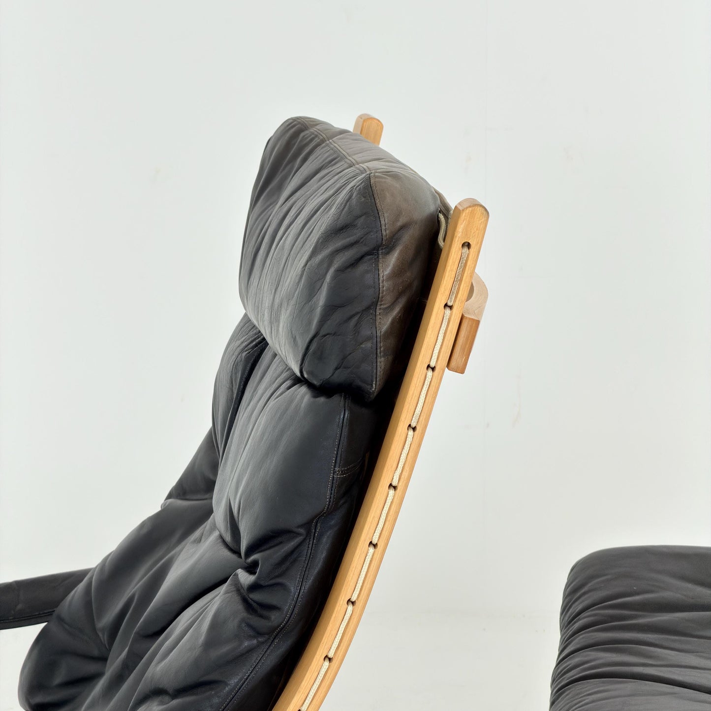 Mid Century Siesta High Back Lounge Chair & Ottoman Set by Ingmar Relling for Westnofa Norway 1960s