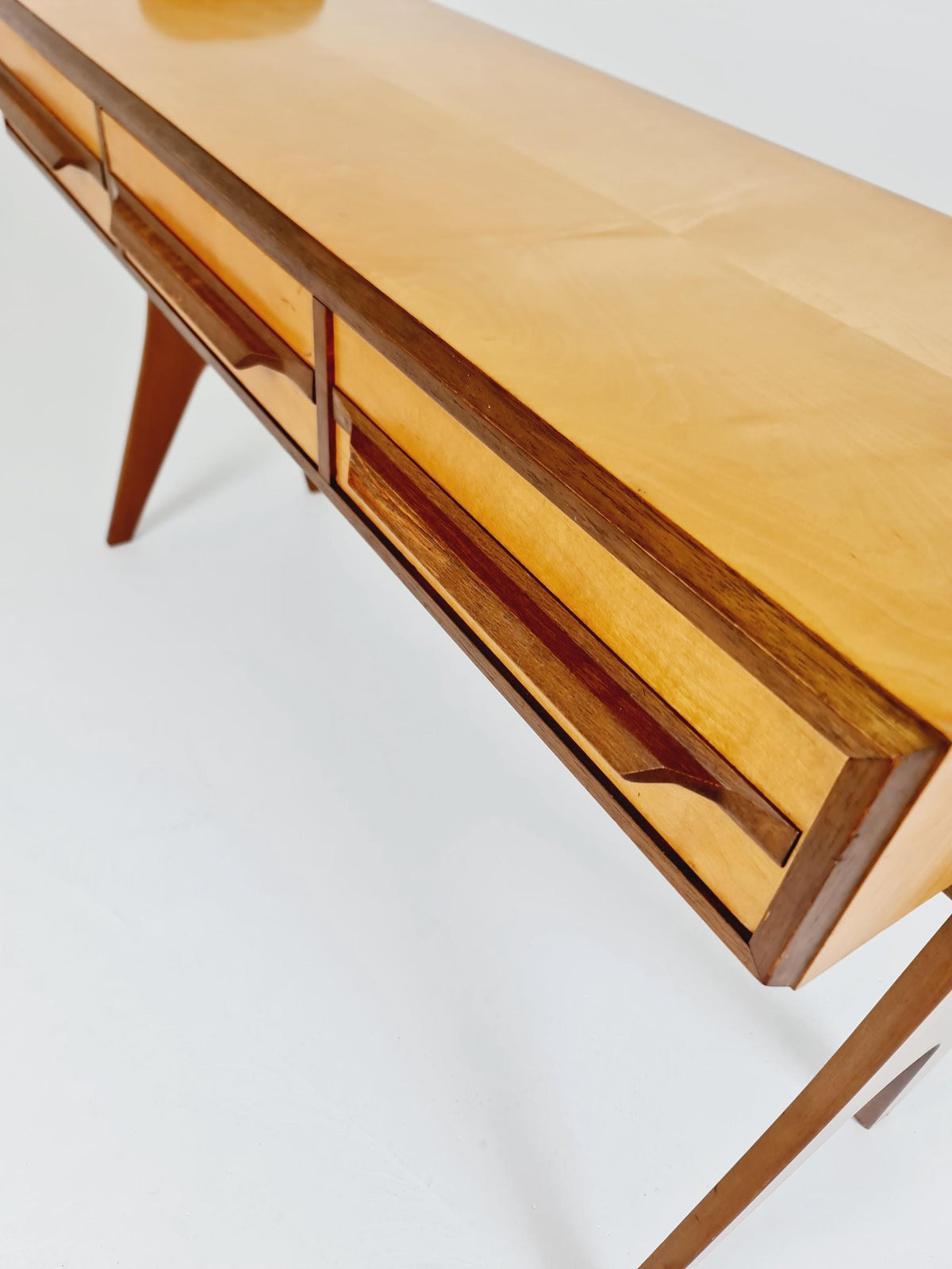 Rare German mid-century Ash and Walnut sideboard /Make up Table By Karl Nothelfer , 1950s