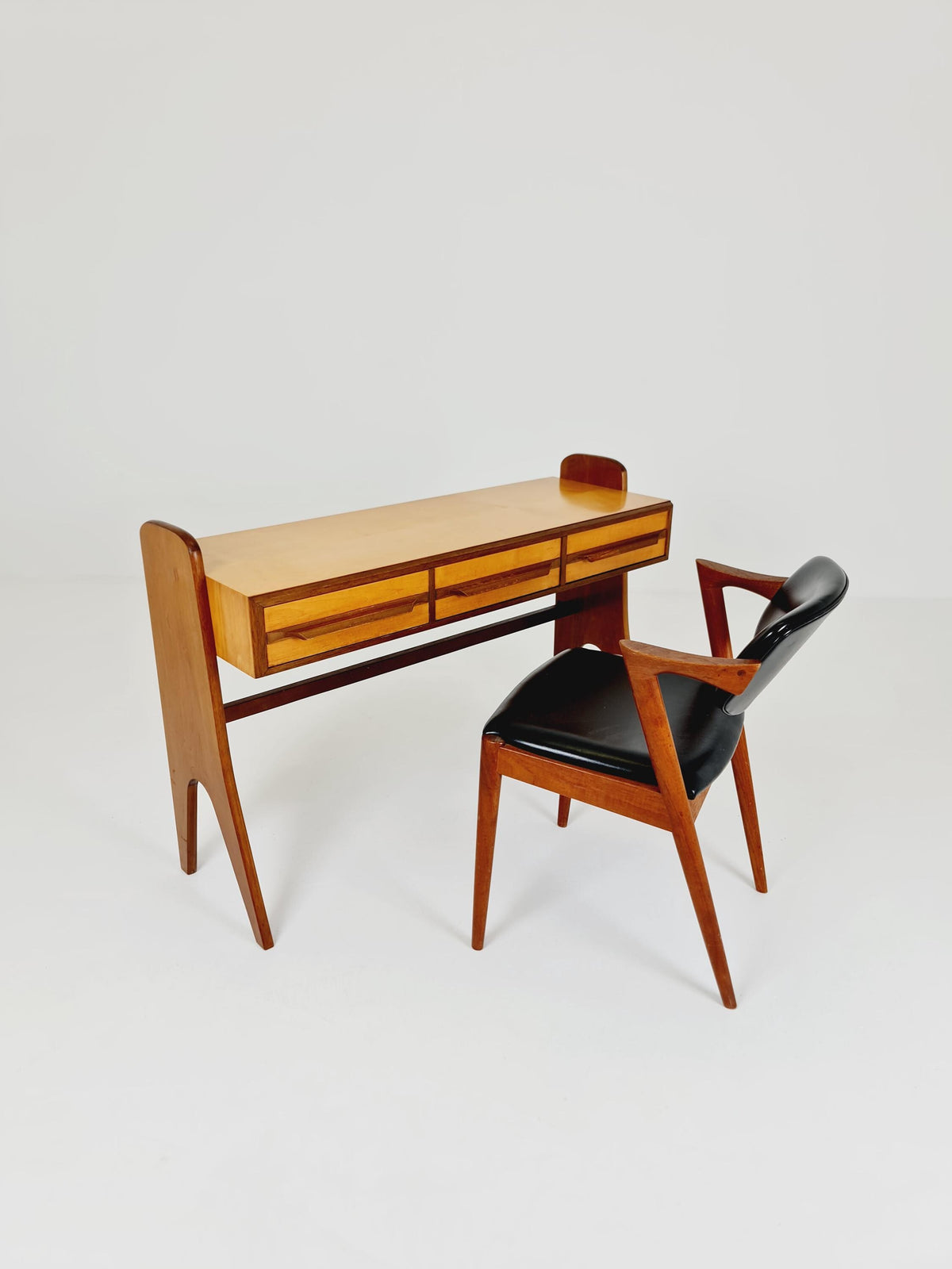 Rare German mid-century Ash and Walnut sideboard /Make up Table By Karl Nothelfer , 1950s