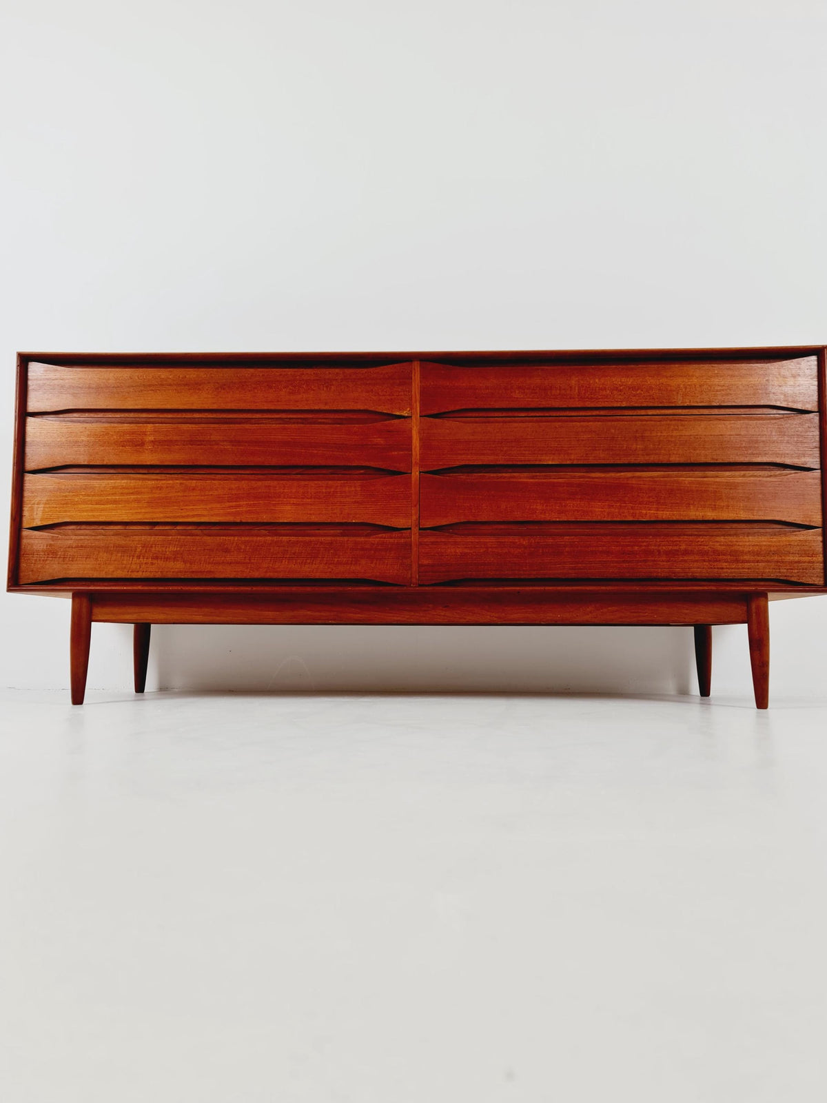Rare Vintage Mid century Danish Sideboard 8 Drawers by Johannes Aasbjerg 1960s