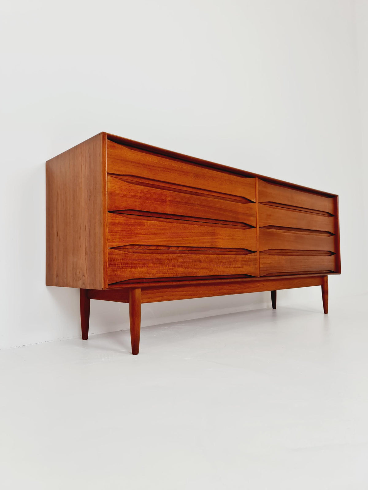 Rare Vintage Mid century Danish Sideboard 8 Drawers by Johannes Aasbjerg 1960s