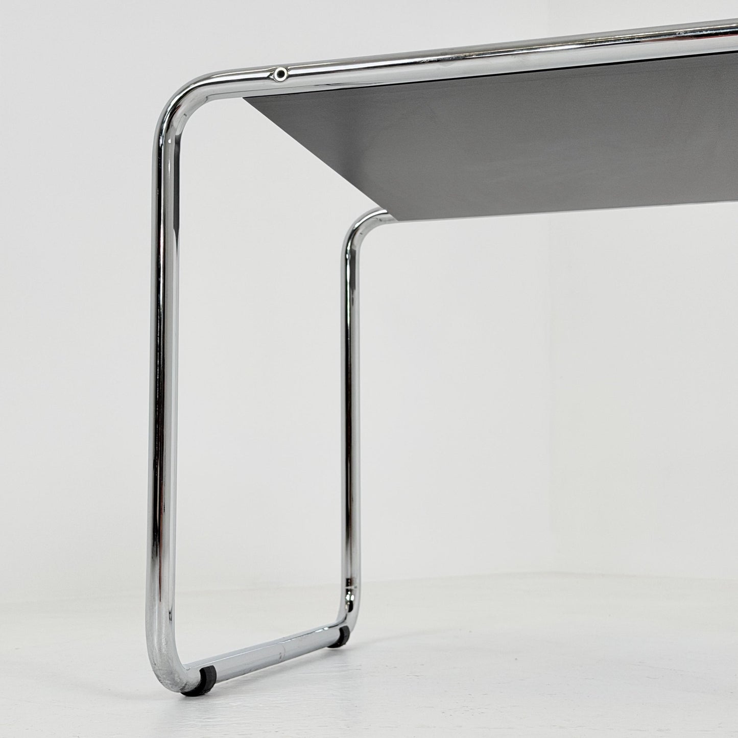Mid century Bauhaus Marcel Breuer - Laccio Side coffee Table black Laminated Top with Tubular Chromed Base 1980s Itlay