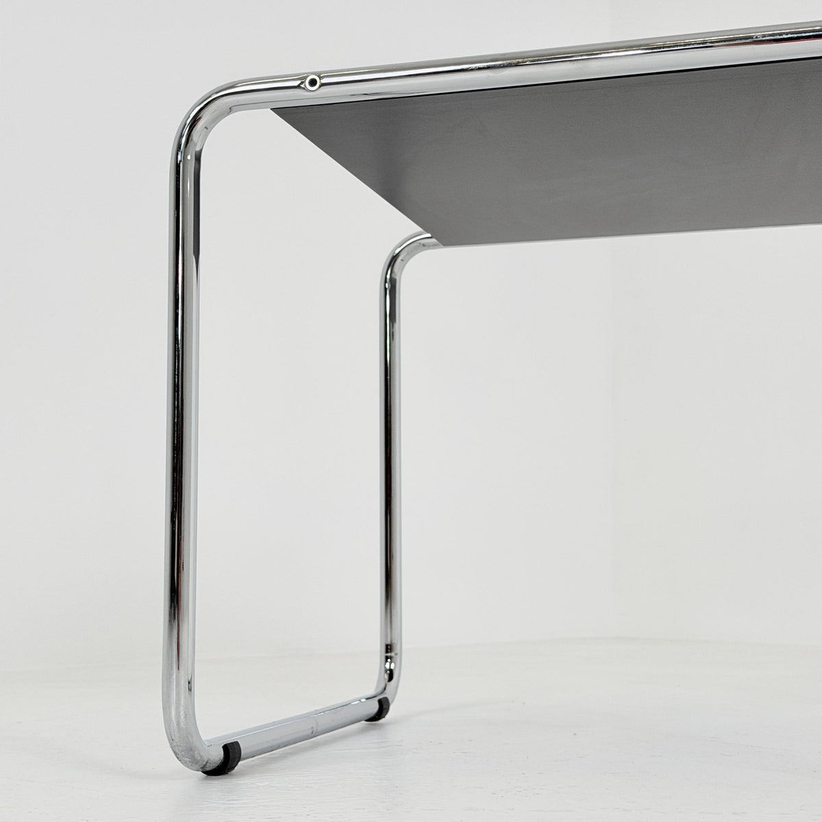 Mid century Bauhaus Marcel Breuer - Laccio Side coffee Table black Laminated Top with Tubular Chromed Base 1980s Itlay