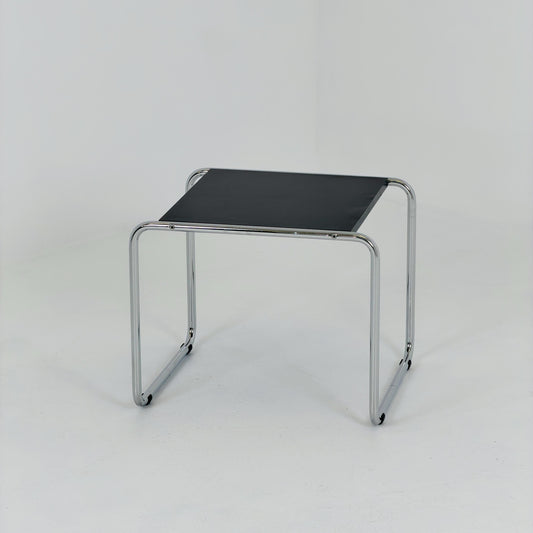 Mid century Bauhaus Marcel Breuer - Laccio Side coffee Table black Laminated Top with Tubular Chromed Base 1980s Itlay