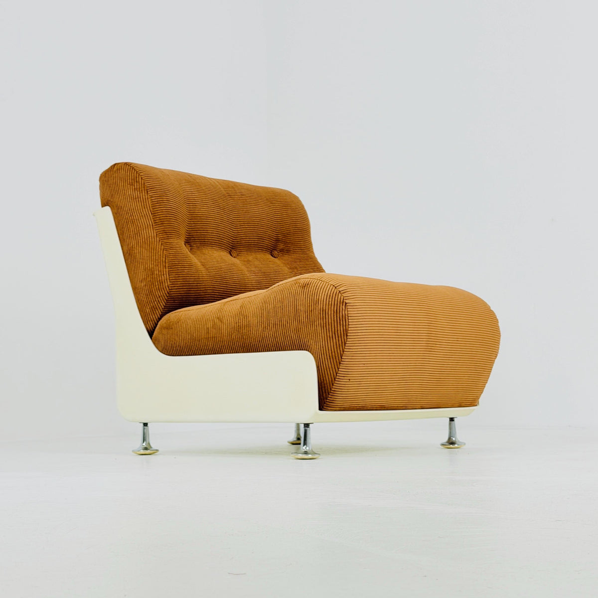 Mid century Space Age Lounge Chair, Cognac cord and Fiberglass Germany 1970s