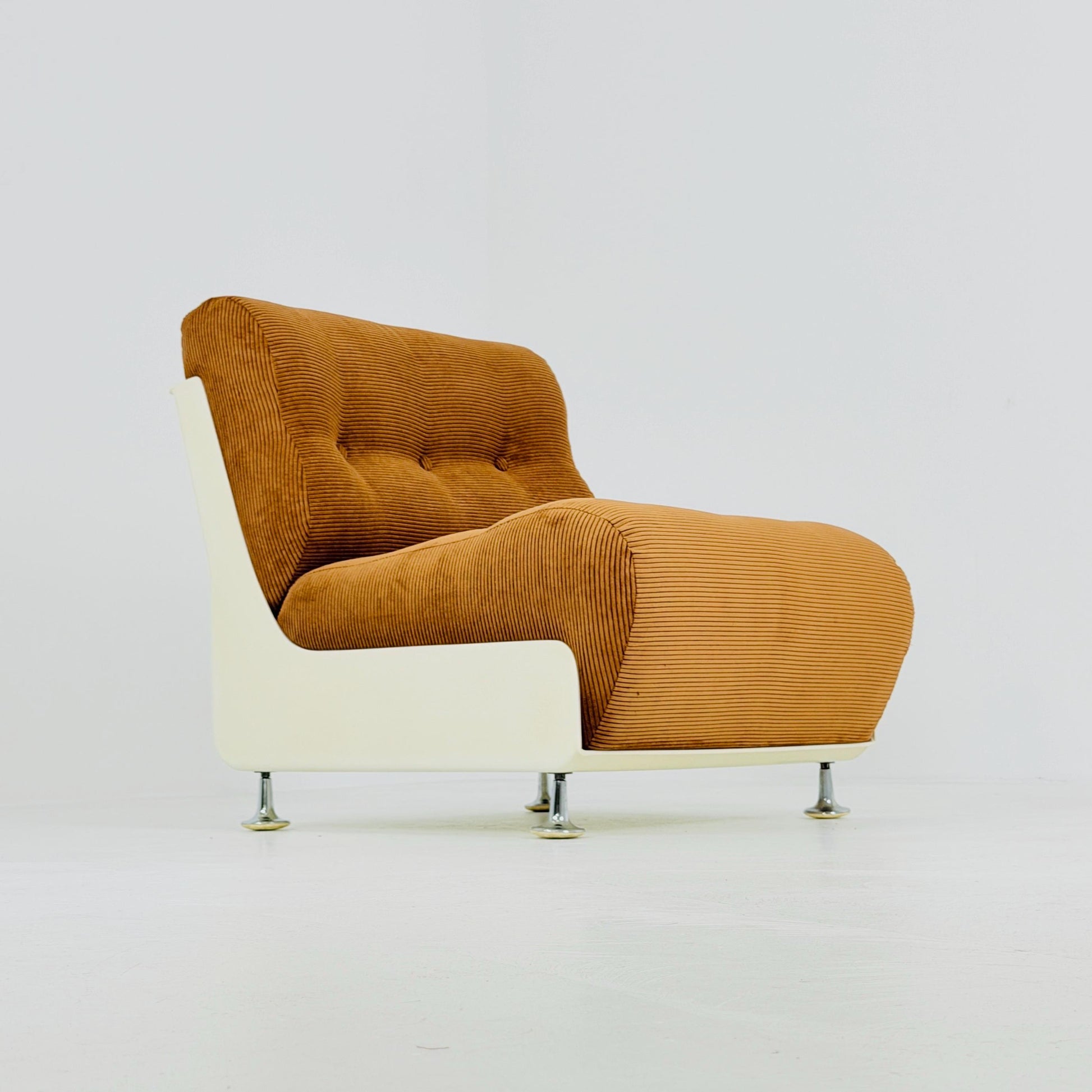 Mid century Space Age Lounge Chair, Cognac cord and Fiberglass Germany 1970s
