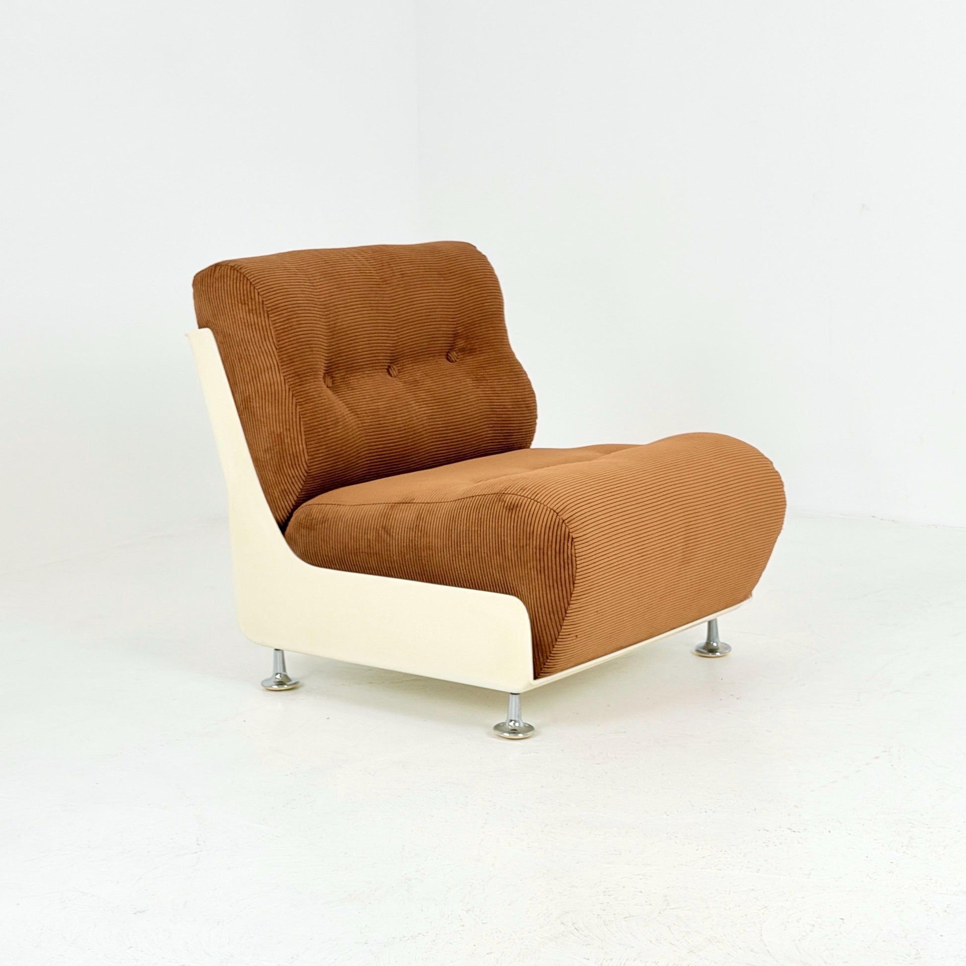 Mid century Space Age Lounge Chair, Cognac cord and Fiberglass Germany 1970s