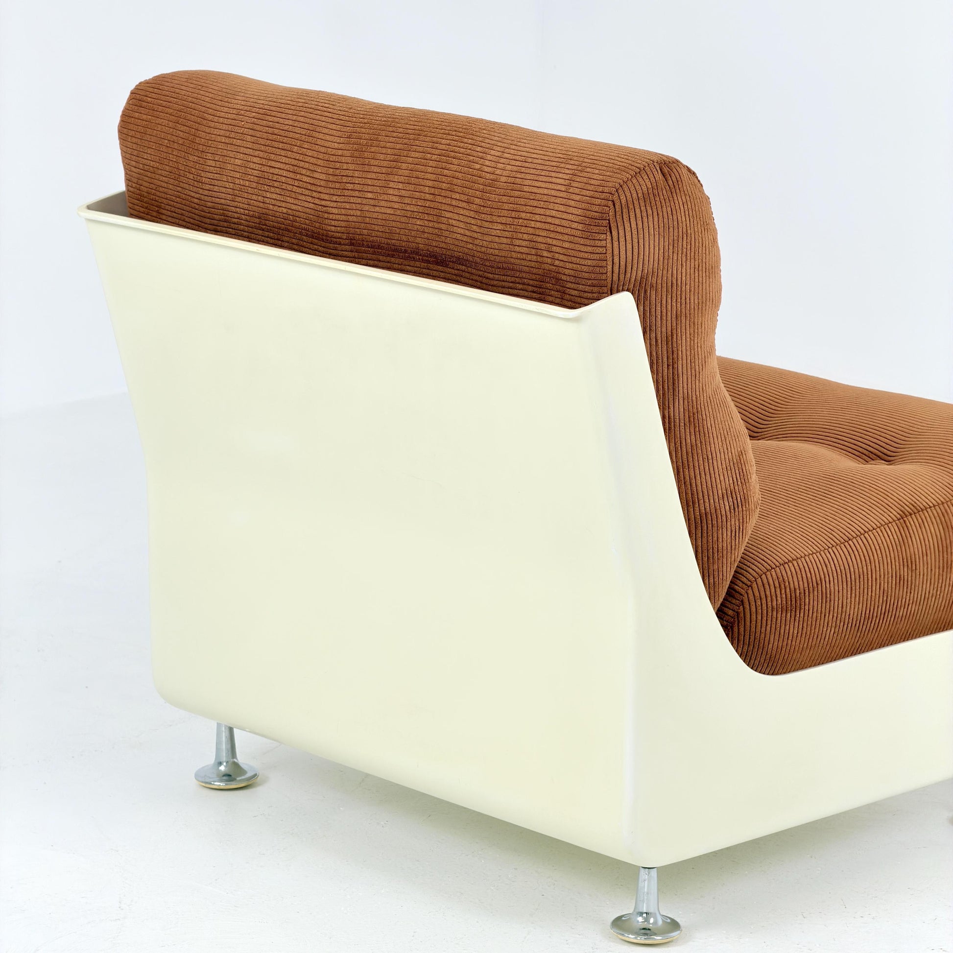 Mid century Space Age Lounge Chair, Cognac cord and Fiberglass Germany 1970s
