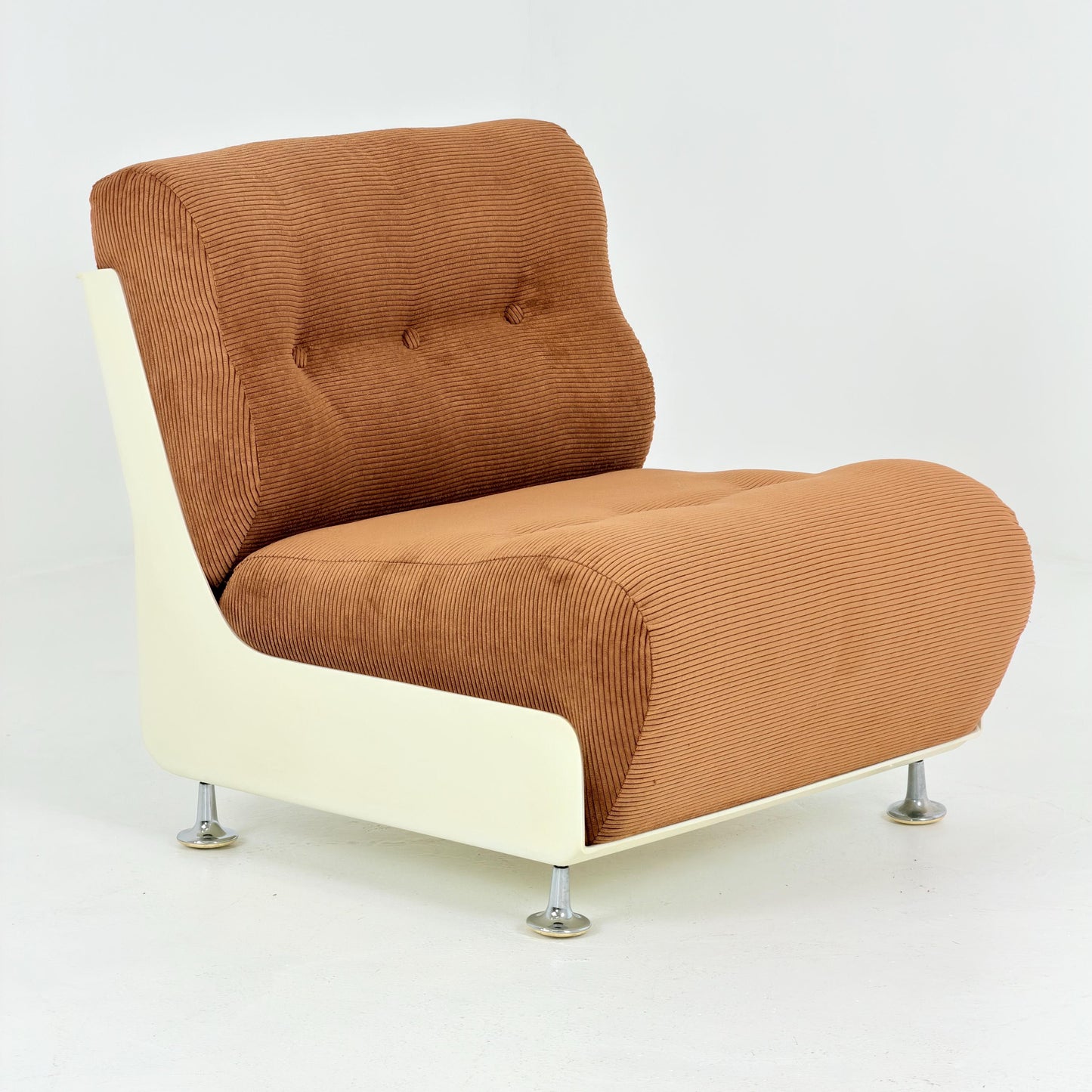 Mid century Space Age Lounge Chair, Cognac cord and Fiberglass Germany 1970s
