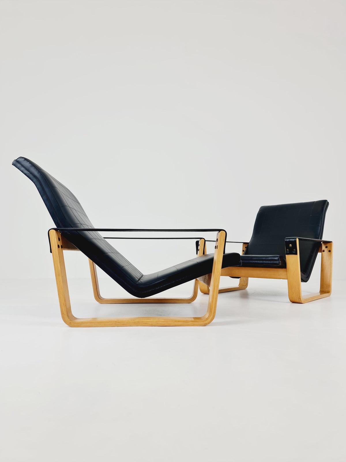 Rare Mid century Pulkka Armchairs By Ilmari Lappalainen for Asko Norway 1970s Set of 2