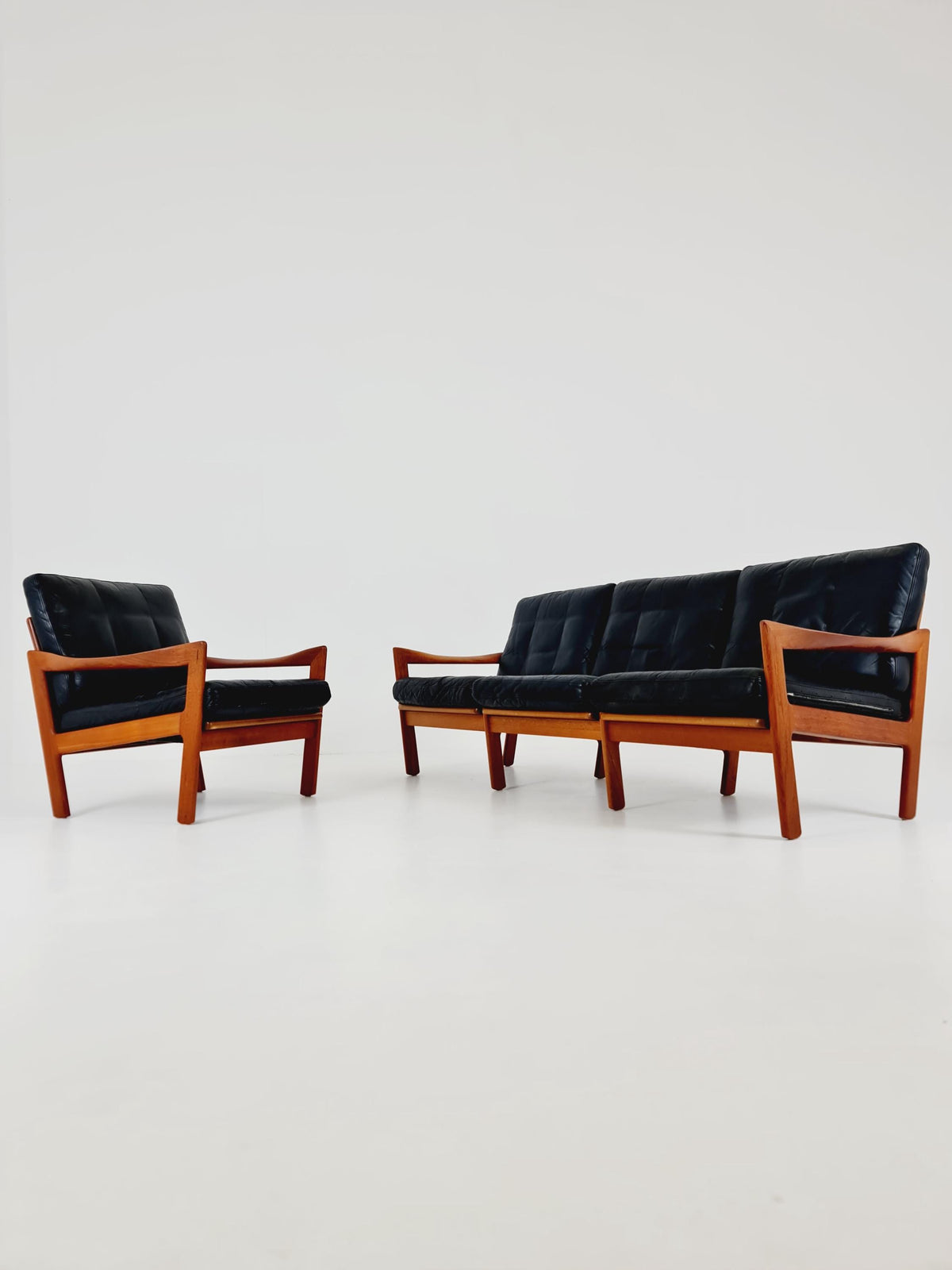 Mid century Set of Sofa and Lounge chair by Illum Wikkeslo Eilersen in solid teak, 1960s,