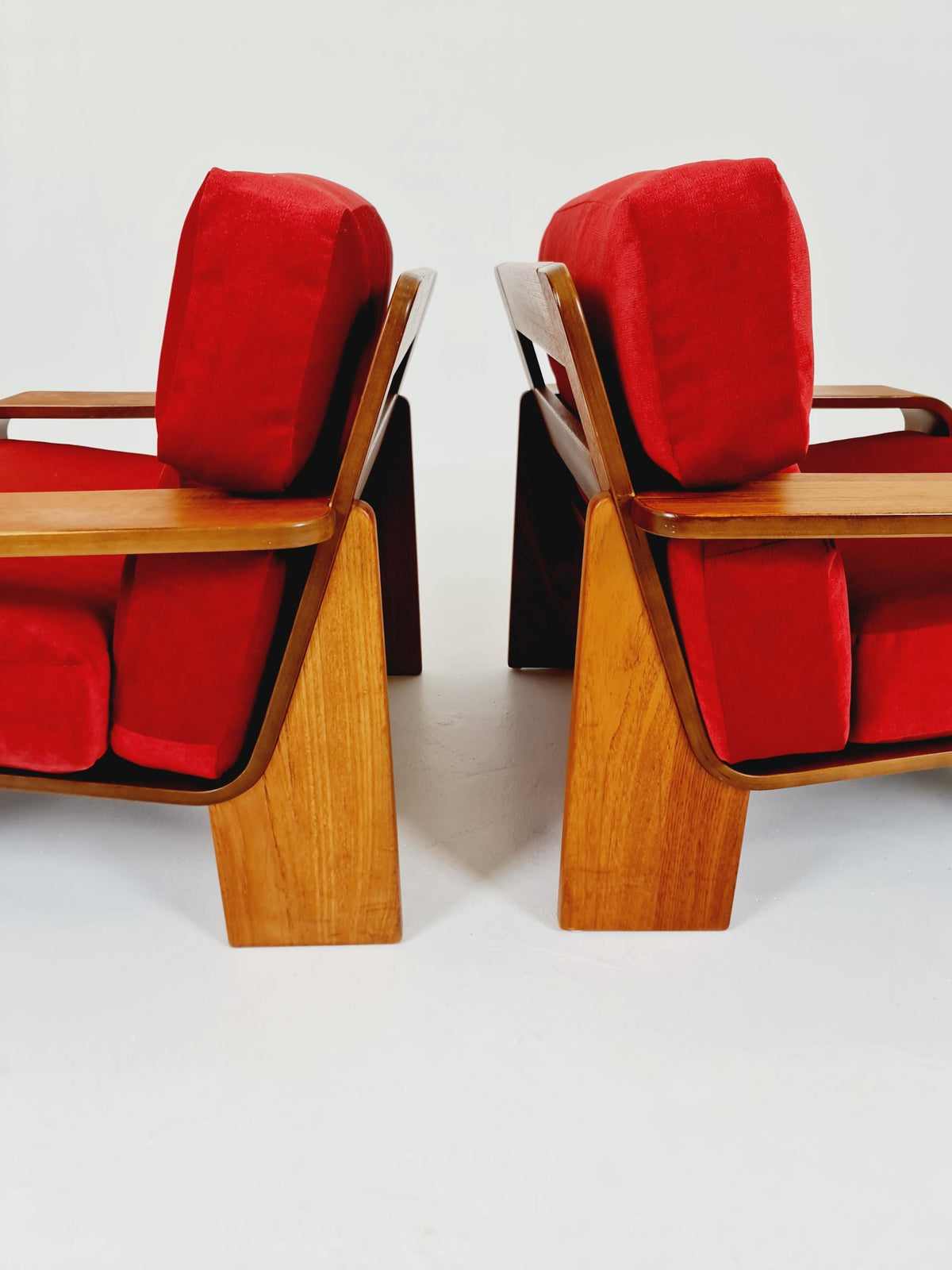 Rare Mid-Century Dansih Modern Teak lounge chairs 1970s – Newly Upholstered Set of 2