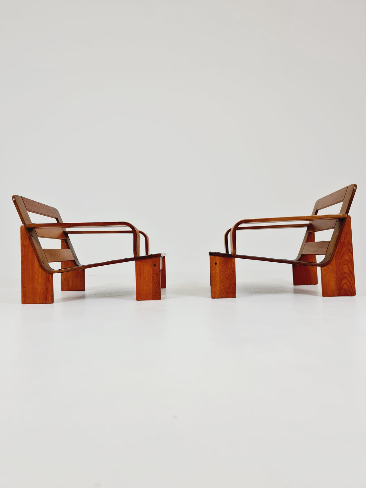 Rare Mid-Century Dansih Modern Teak lounge chairs 1970s – Newly Upholstered Set of 2