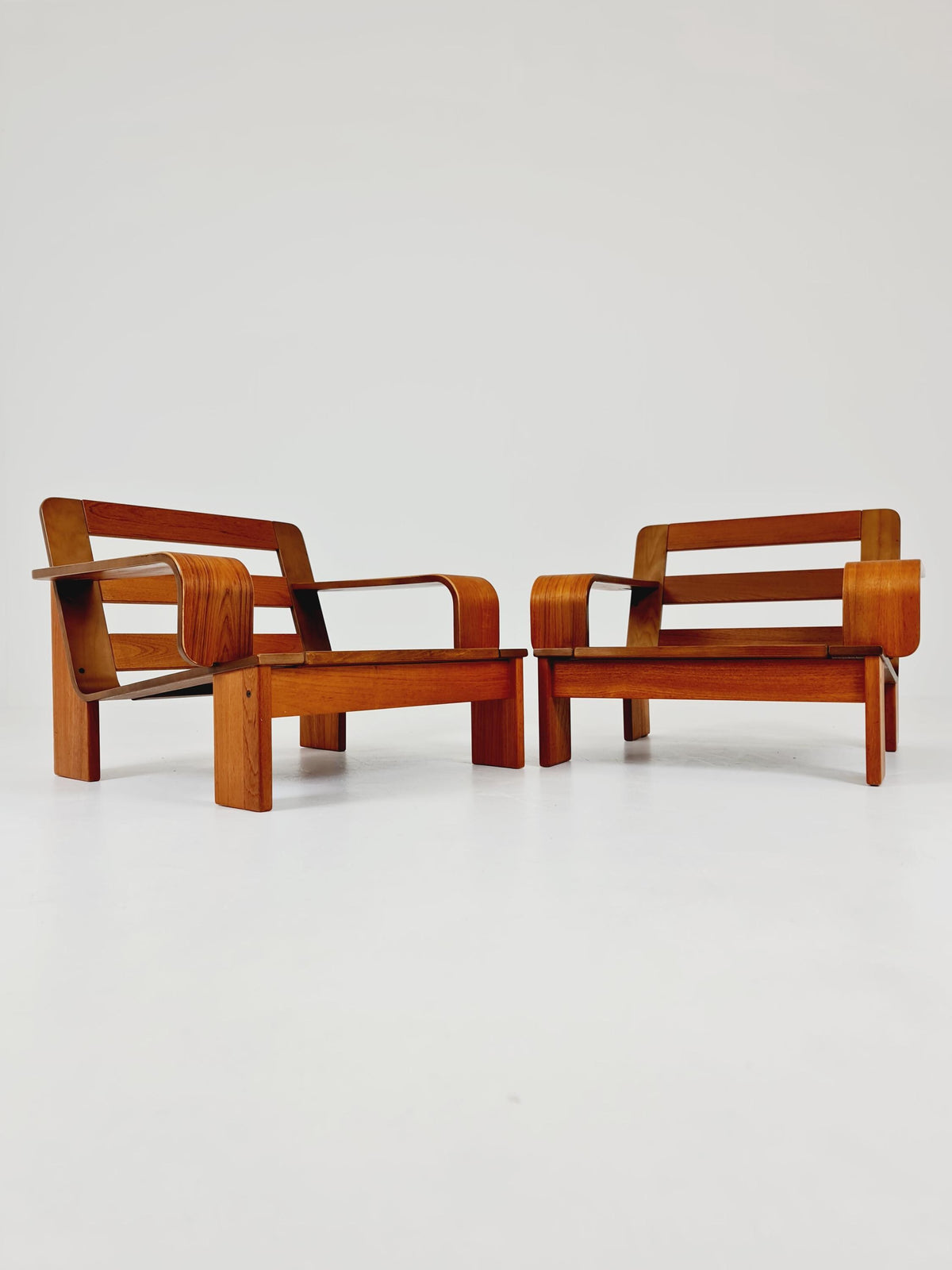 Rare Mid-Century Dansih Modern Teak lounge chairs 1970s – Newly Upholstered Set of 2