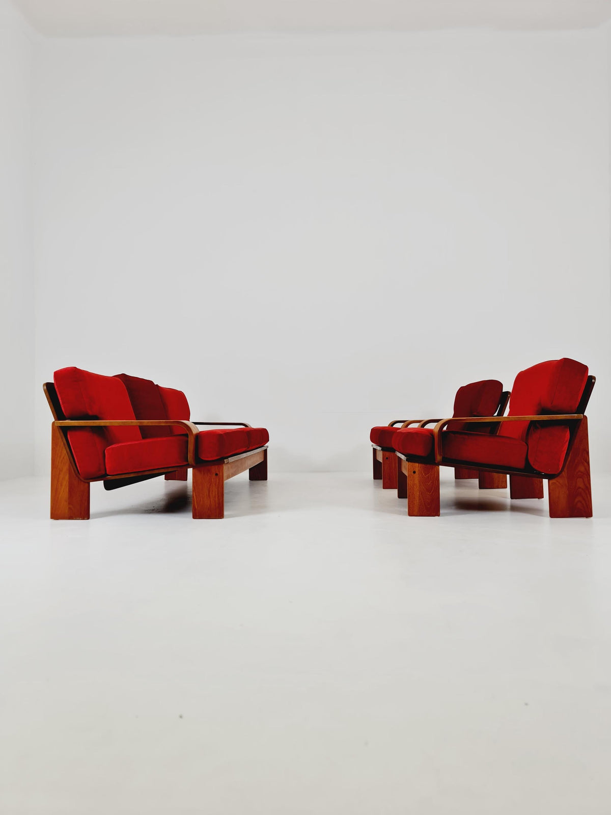 Rare Mid-Century Dansih Modern Teak Set of sofa and 2 lounge chairs 1970s – Newly Upholstered