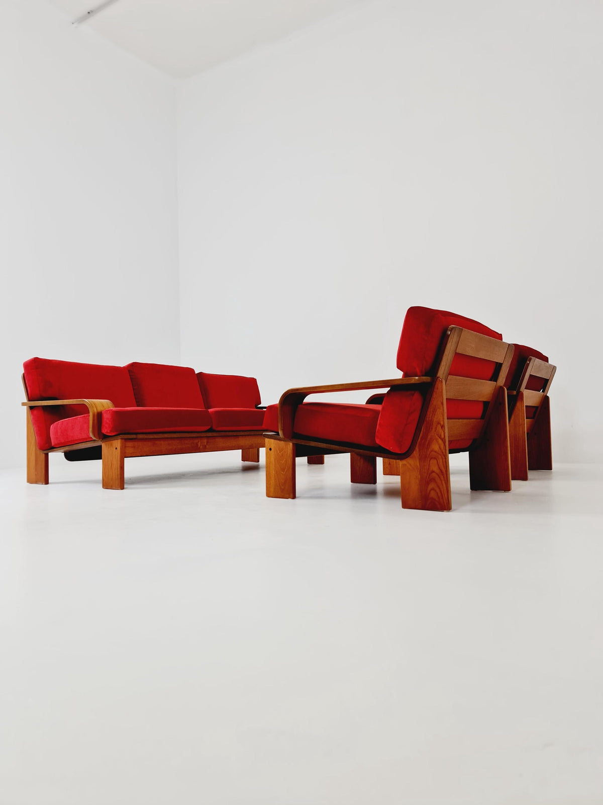 Rare Mid-Century Dansih Modern Teak Set of sofa and 2 lounge chairs 1970s – Newly Upholstered