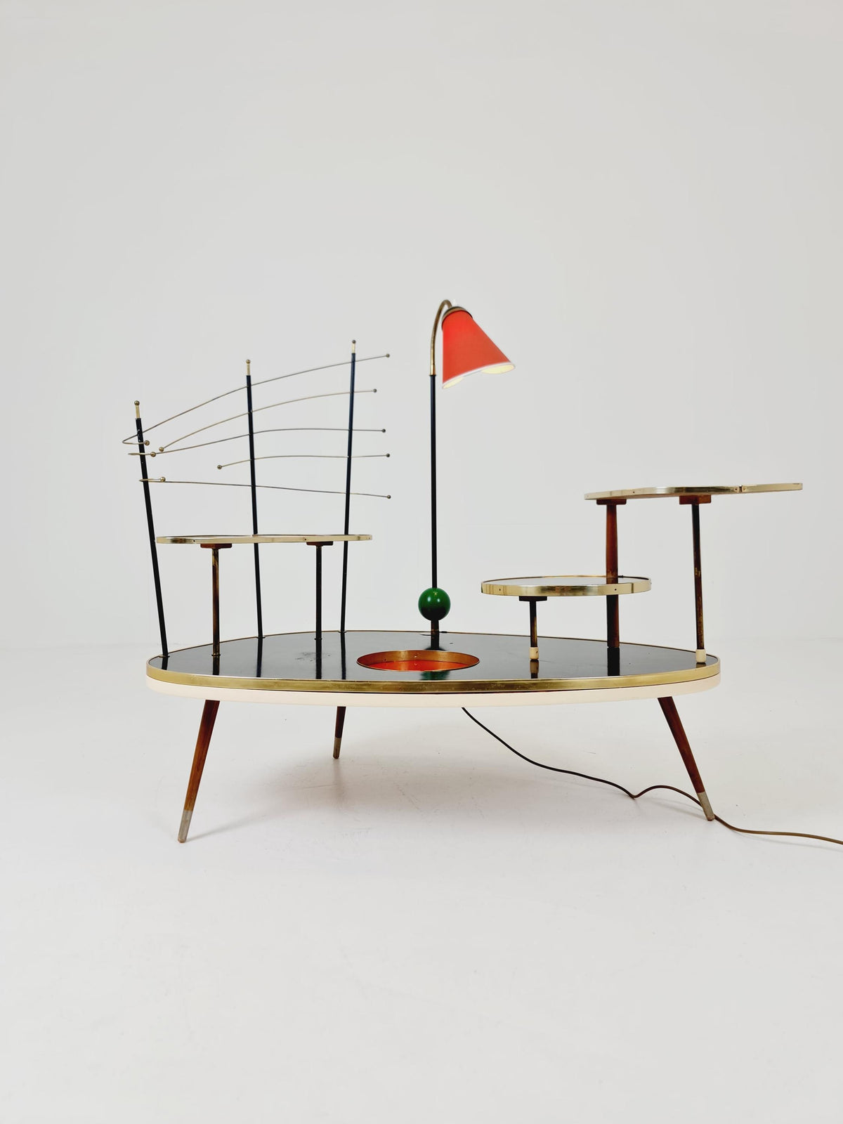 Super Rare Mid century Large German Plant Stand with Floor lamp colorful Minimalist Plant Stand by Friwa west germany, 1960s