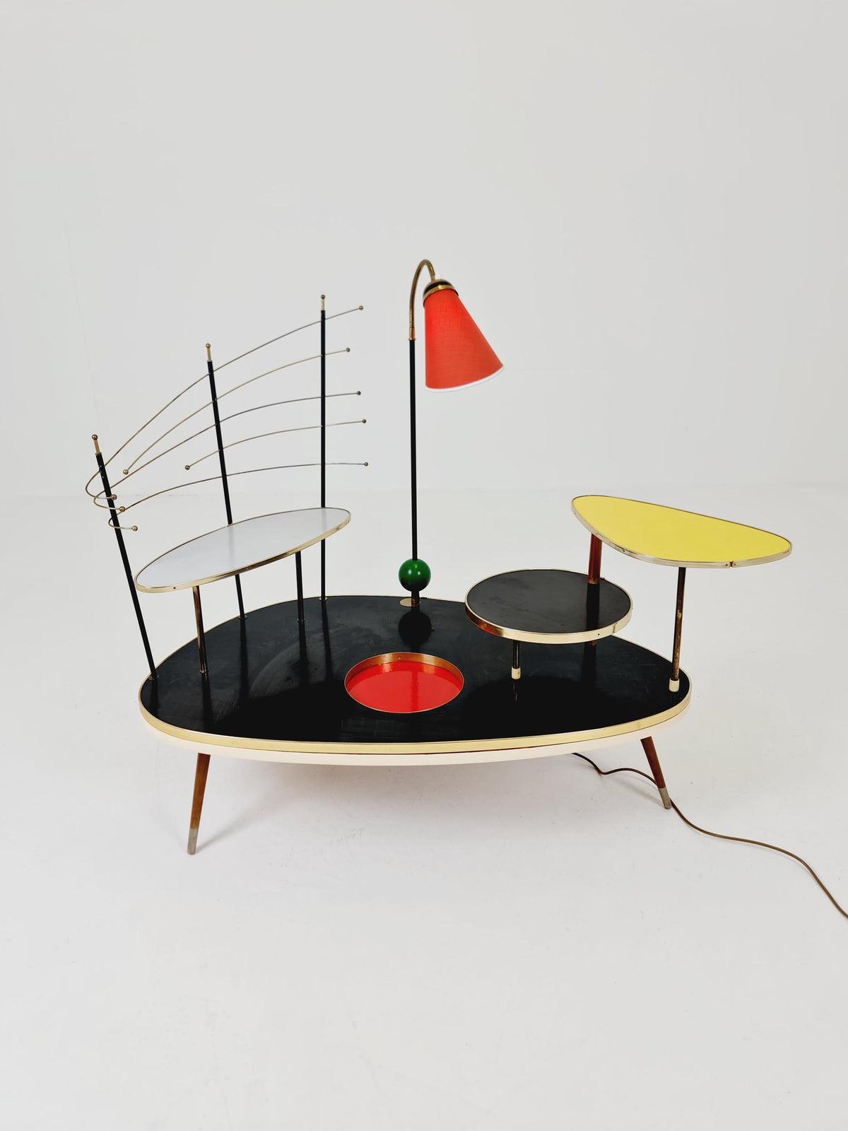 Super Rare Mid century Large German Plant Stand with Floor lamp colorful Minimalist Plant Stand by Friwa west germany, 1960s