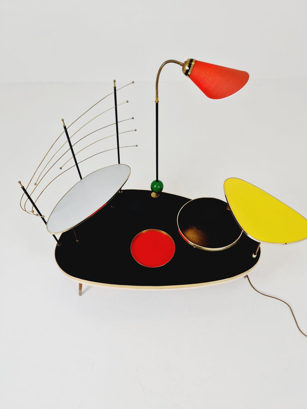 Super Rare Mid century Large German Plant Stand with Floor lamp colorful Minimalist Plant Stand by Friwa west germany, 1960s