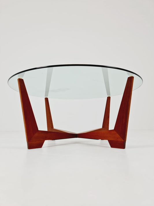 vintage teak and Glass coffe table by Wilhelm Renz 1960