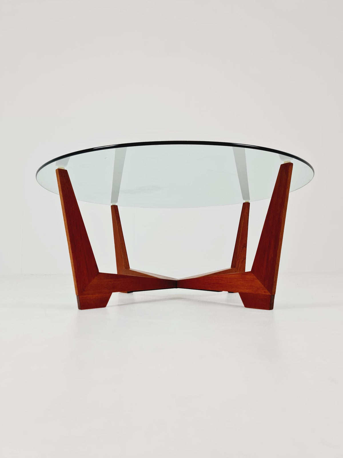 vintage teak and Glass coffe table by Wilhelm Renz 1960