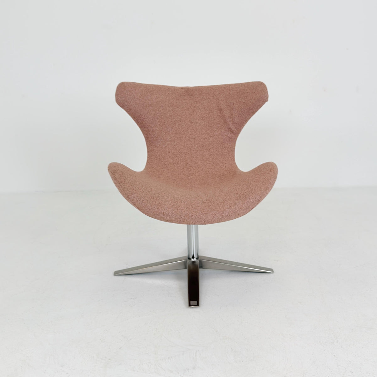 Miotto Colli Lounge Chair Sweden 2000s | Pink Retro Fabric | Chrome Swivel Armchair | Mid Century Modern Leisure Chair