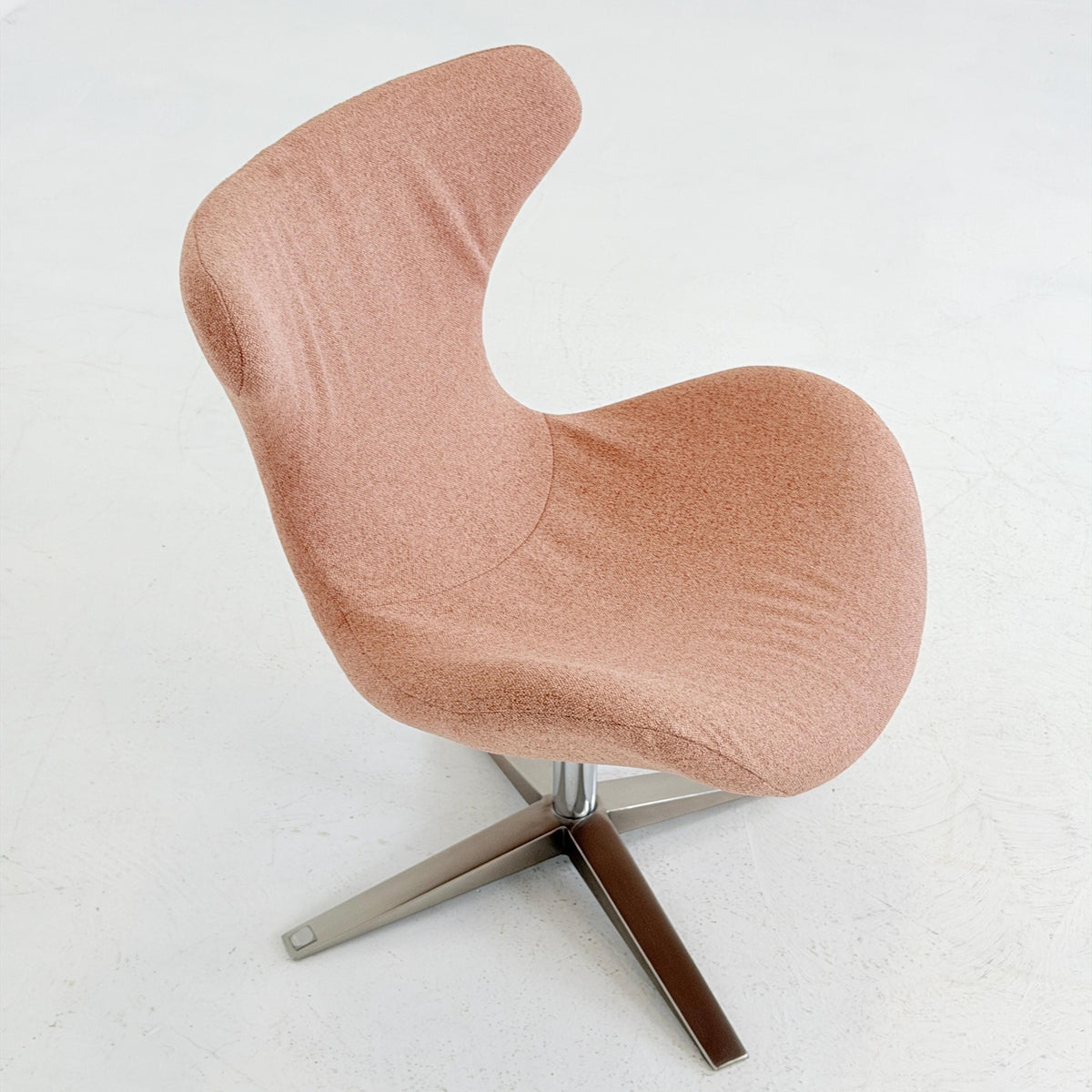 Miotto Colli Lounge Chair Sweden 2000s | Pink Retro Fabric | Chrome Swivel Armchair | Mid Century Modern Leisure Chair