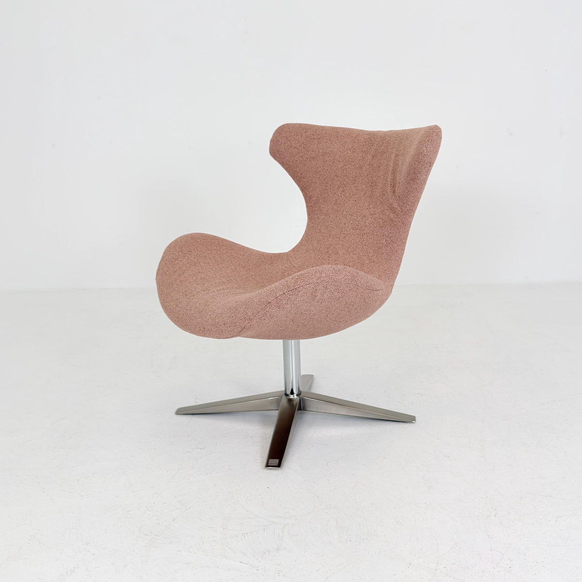 Miotto Colli Lounge Chair Sweden 2000s | Pink Retro Fabric | Chrome Swivel Armchair | Mid Century Modern Leisure Chair