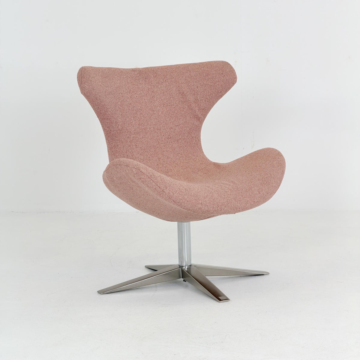 Miotto Colli Lounge Chair Sweden 2000s | Pink Retro Fabric | Chrome Swivel Armchair | Mid Century Modern Leisure Chair
