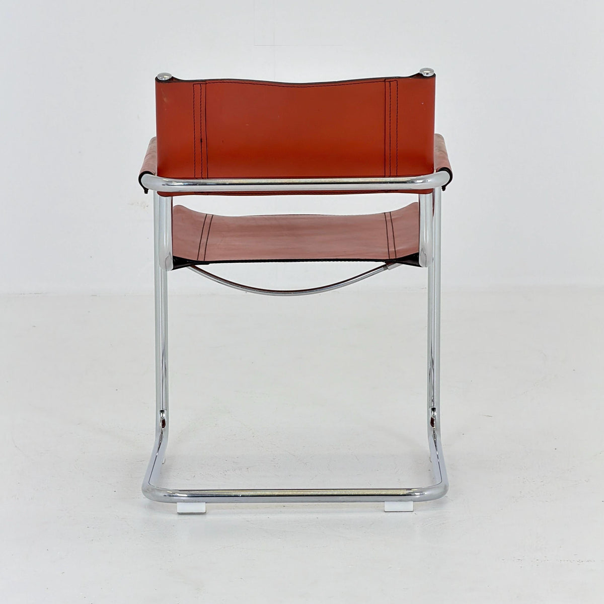 1 of 8 Mid century Bauhaus Leather b34 armchairs by Mart Stam & Marcel Breuer for Fasem, Italy 1985