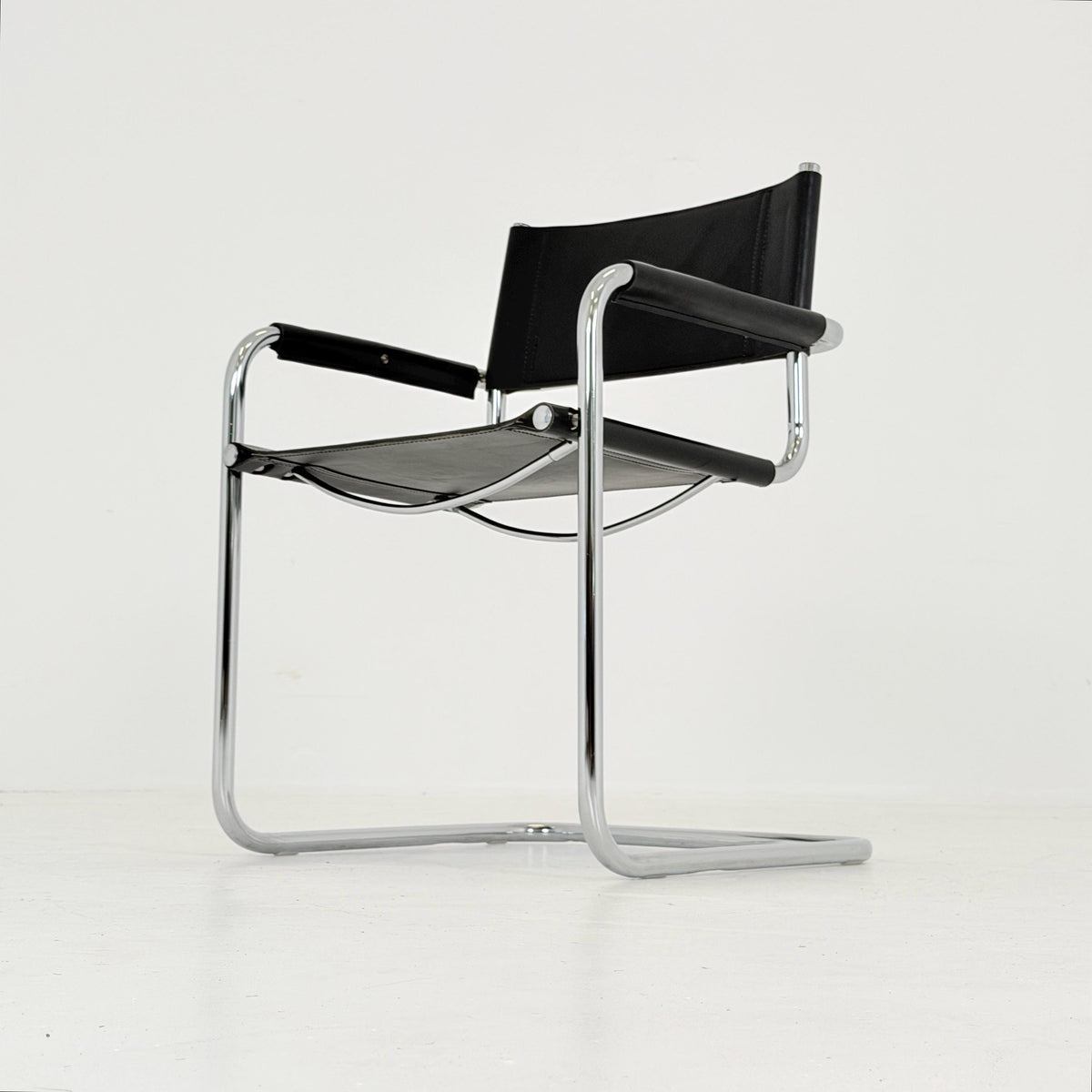 Mid century Bauhaus B34 black cantilevered chair by Mart Stam for Fasem Italy 1980s