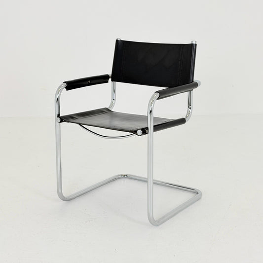 Mid century Bauhaus B34 black cantilevered chair by Mart Stam for Fasem Italy 1980s