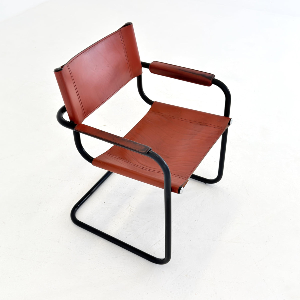1 of 2 Bauhaus Centro Studio Desk Chairs in Dark wine leather by Mart Stam & Marcel Breuer, 1970s