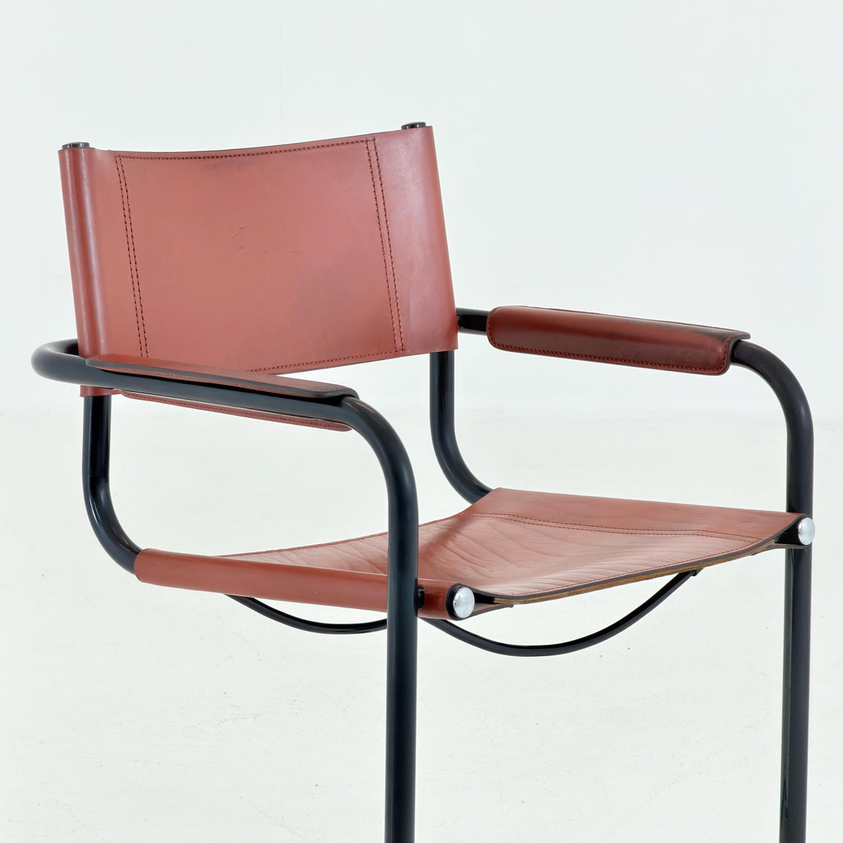 1 of 2 Bauhaus Centro Studio Desk Chairs in Dark wine leather by Mart Stam & Marcel Breuer, 1970s