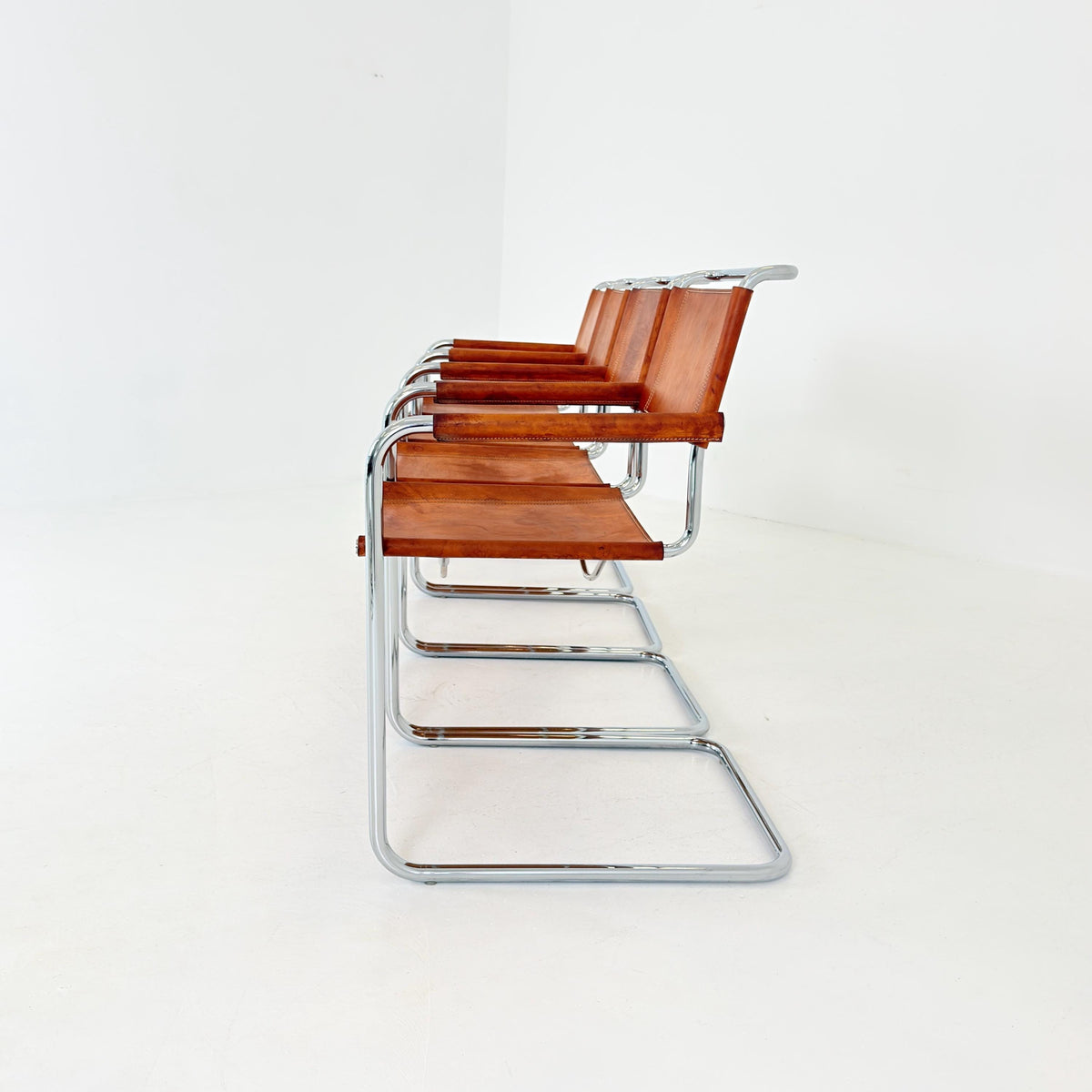 Set of 4 Mid Century Bauhaus S34 Cantilever Armchairs by Mart Stam for Italia Mobilia, Italy 1980s