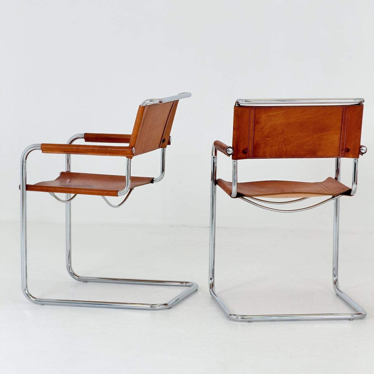 Set of 6 Mid Century Bauhaus S34 Cantilever Armchairs by Mart Stam for Italia Mobilia, Italy 1980s