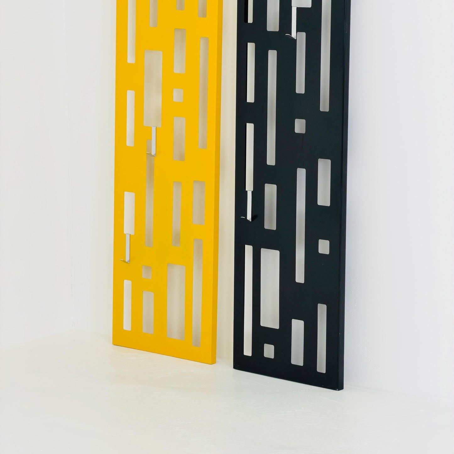 Set of 2 Pop Art Space Age Metal Wall Panels Wardrobe Hooks 1980s Germany