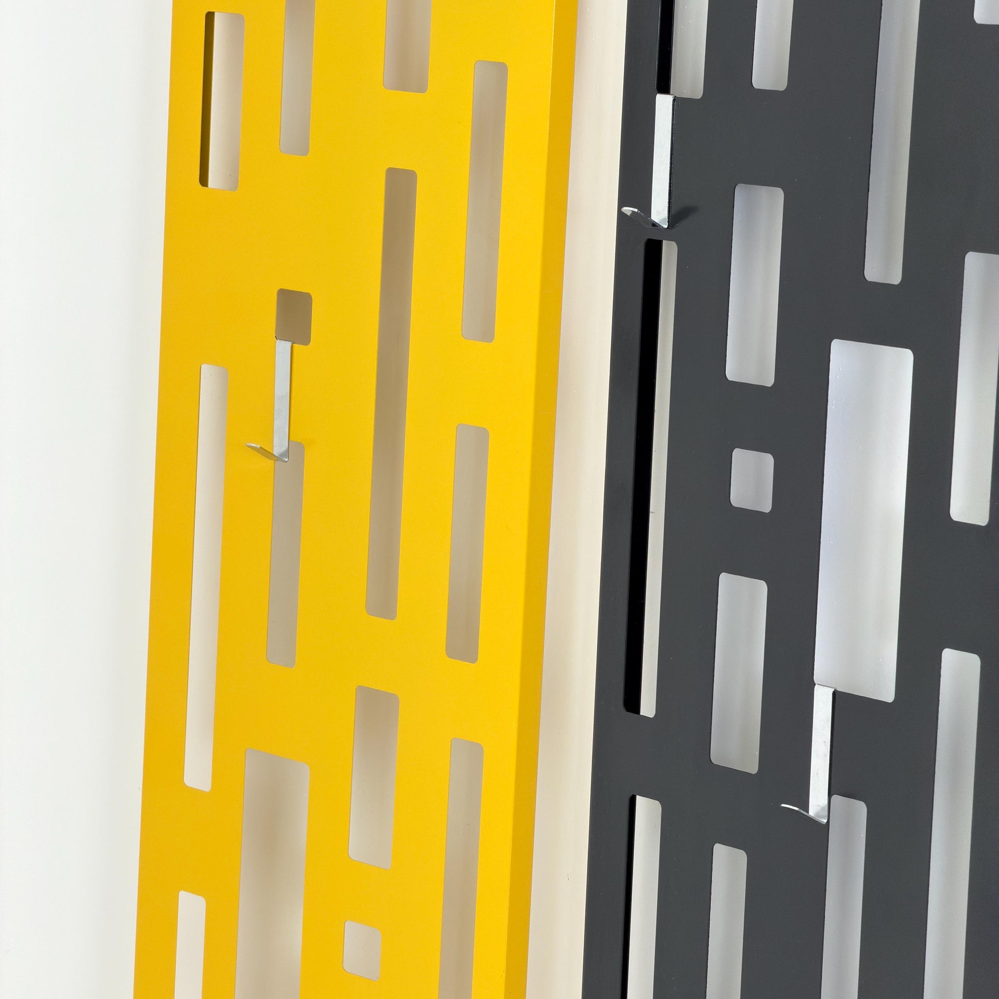 Set of 2 Pop Art Space Age Metal Wall Panels Wardrobe Hooks 1980s Germany