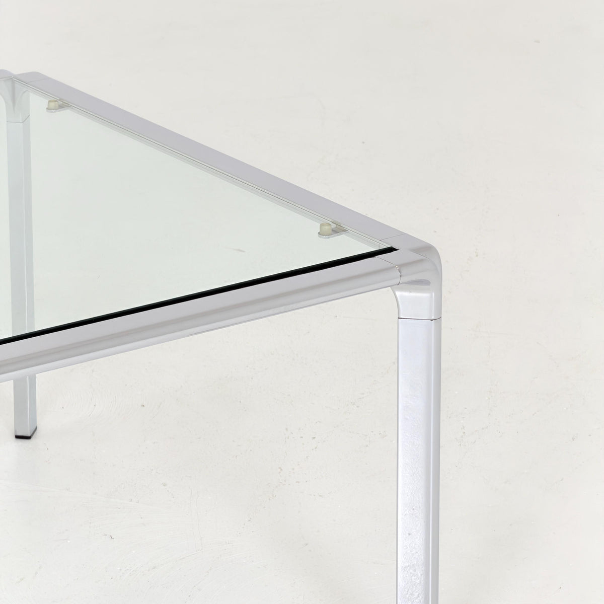 Mid Century Bauhaus Square Coffee Table, Chrome & Glass, Italian Design, 1980s