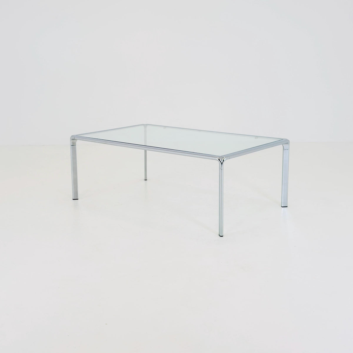 Set of 2 Mid Century Bauhaus Coffee Tables, Chrome & Thick Glass, Italian Design, 1980s,