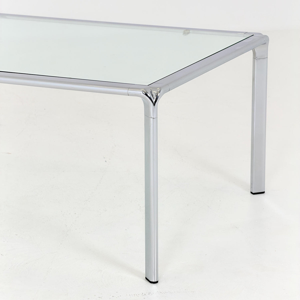 Mid Century Bauhaus rectangular Coffee Table, Chrome & Glass, Italian Design, 1980s